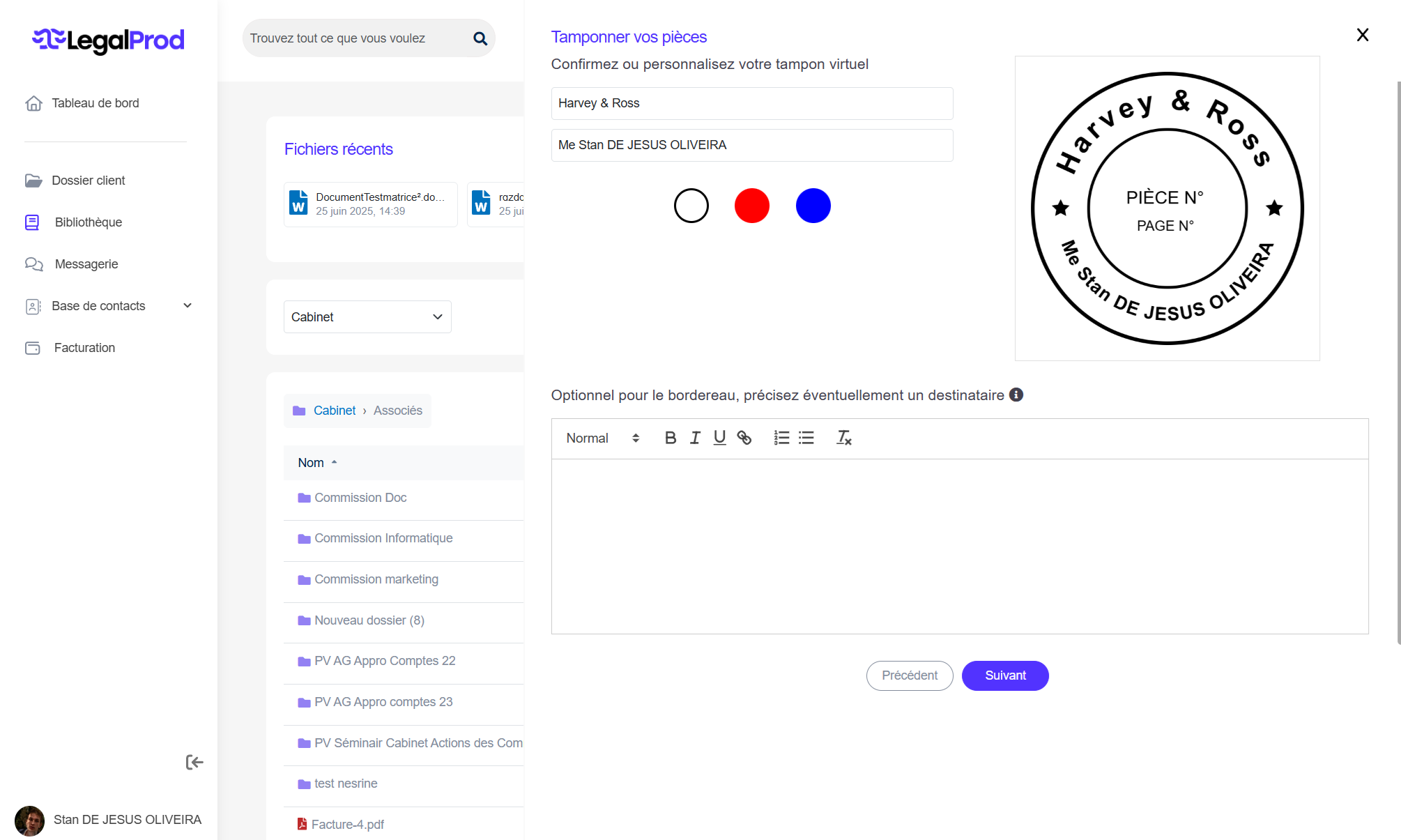 Application de tampons numériques