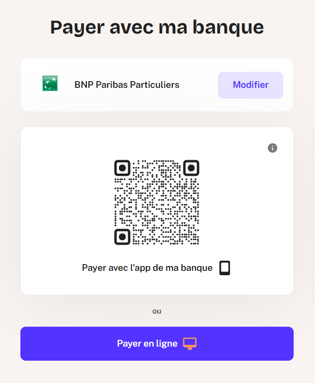 Online payment by QR code and client area
