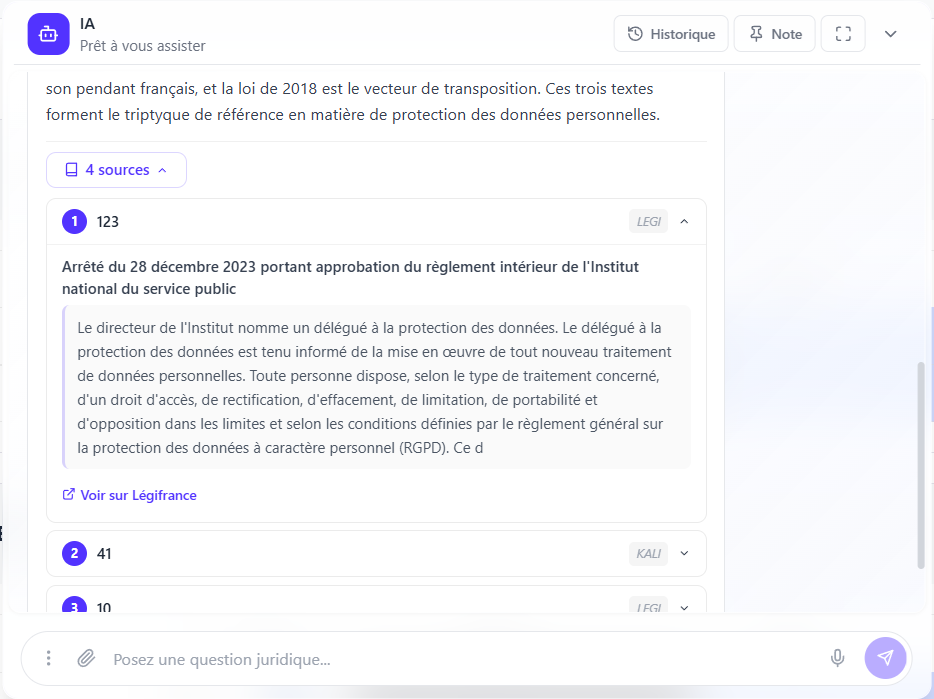 L'IA cite les lois.