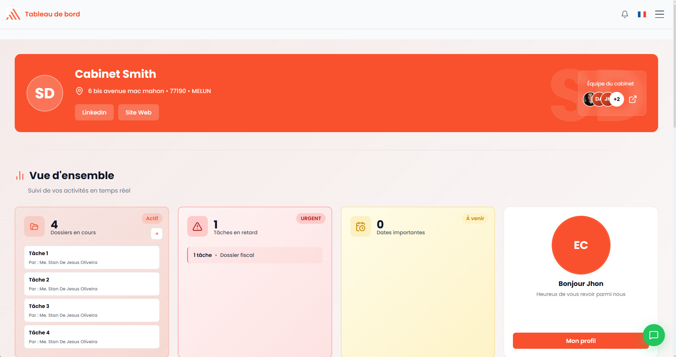 Espace client avocat LegalProd