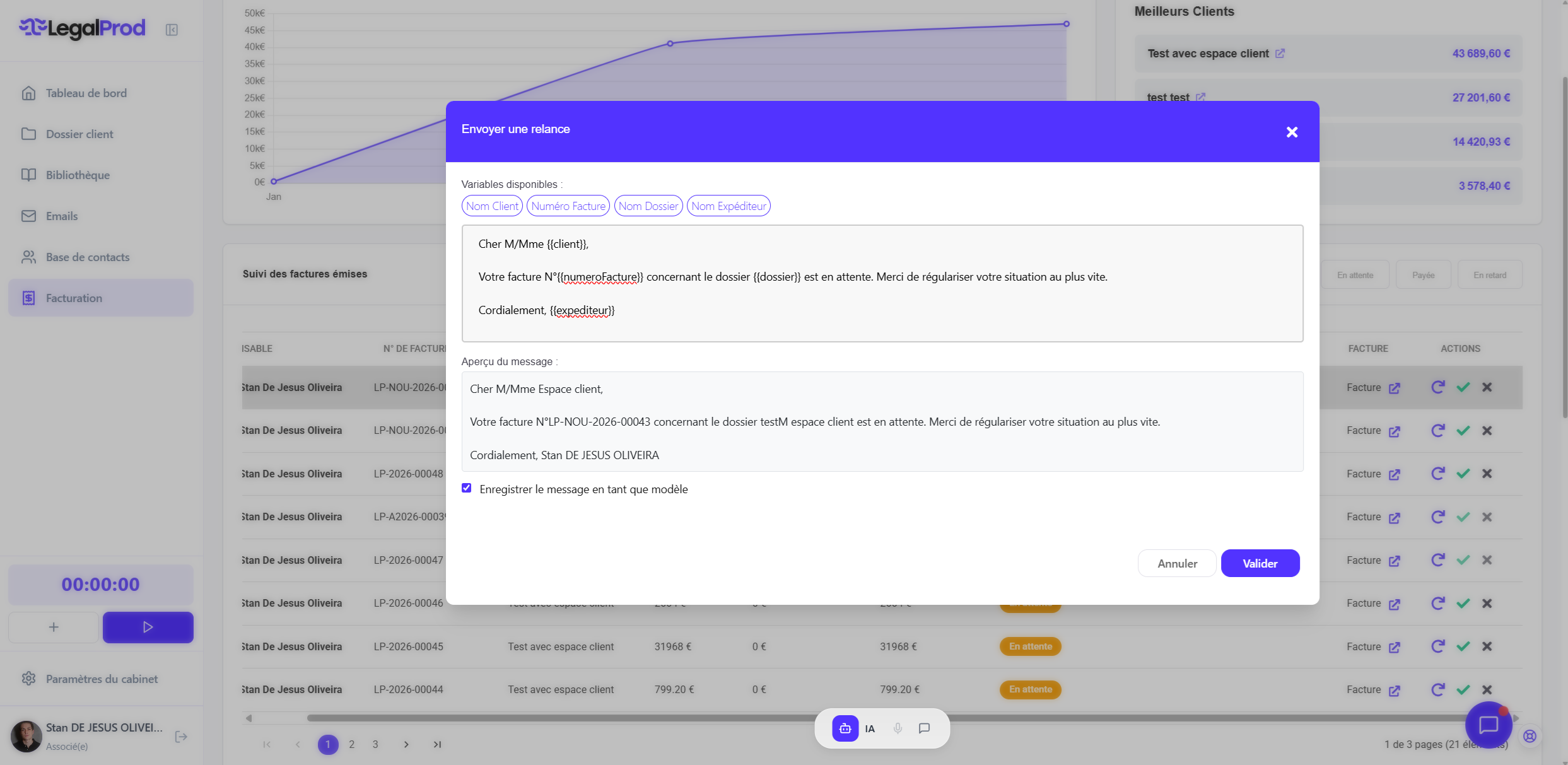 Relance un un clic et suivi des impayées