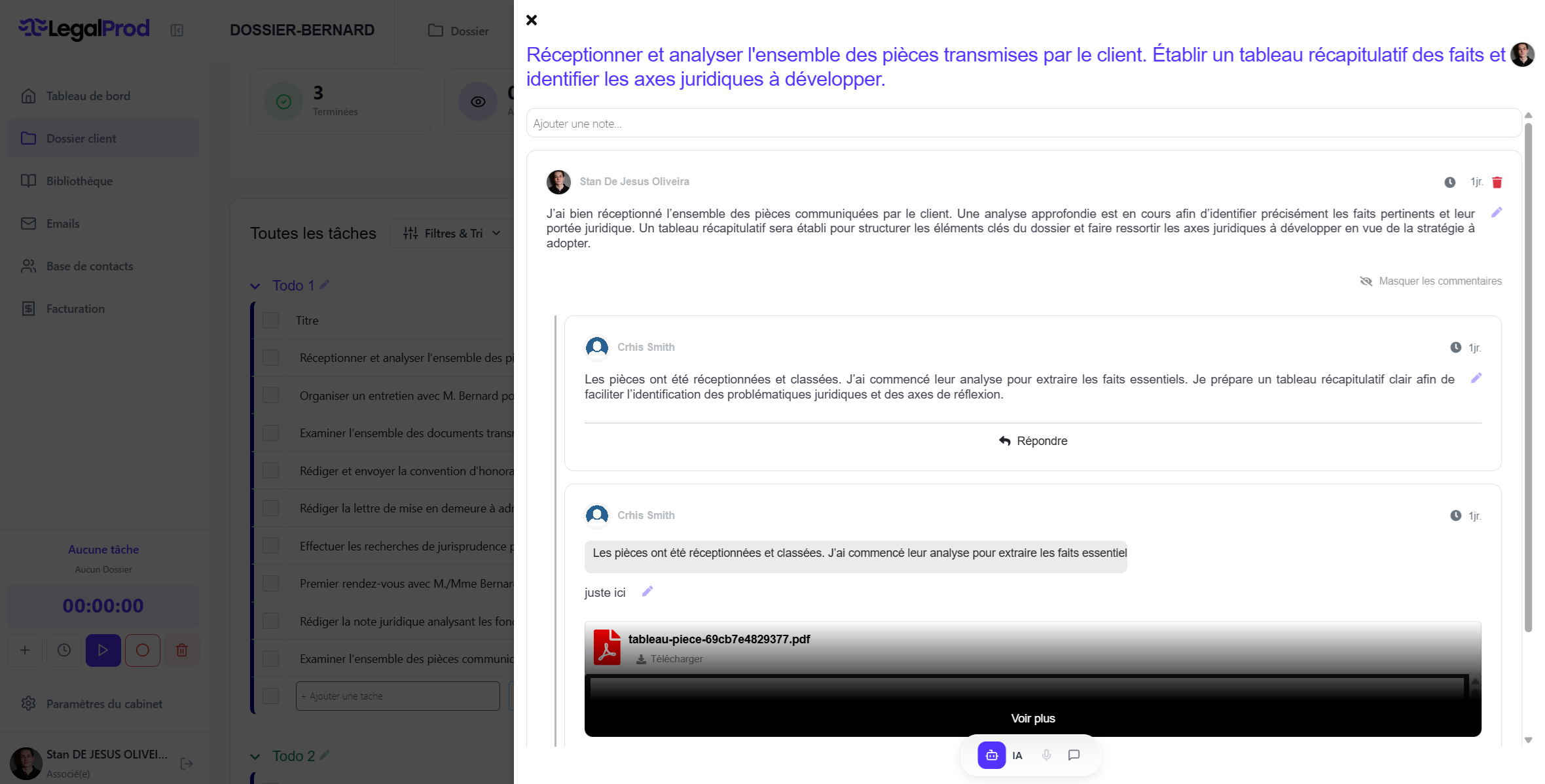 L'outil LegalDay, gestion des taches LegalProd
